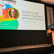 Melissa Chowning speaking about content and authority at brightonSEO.